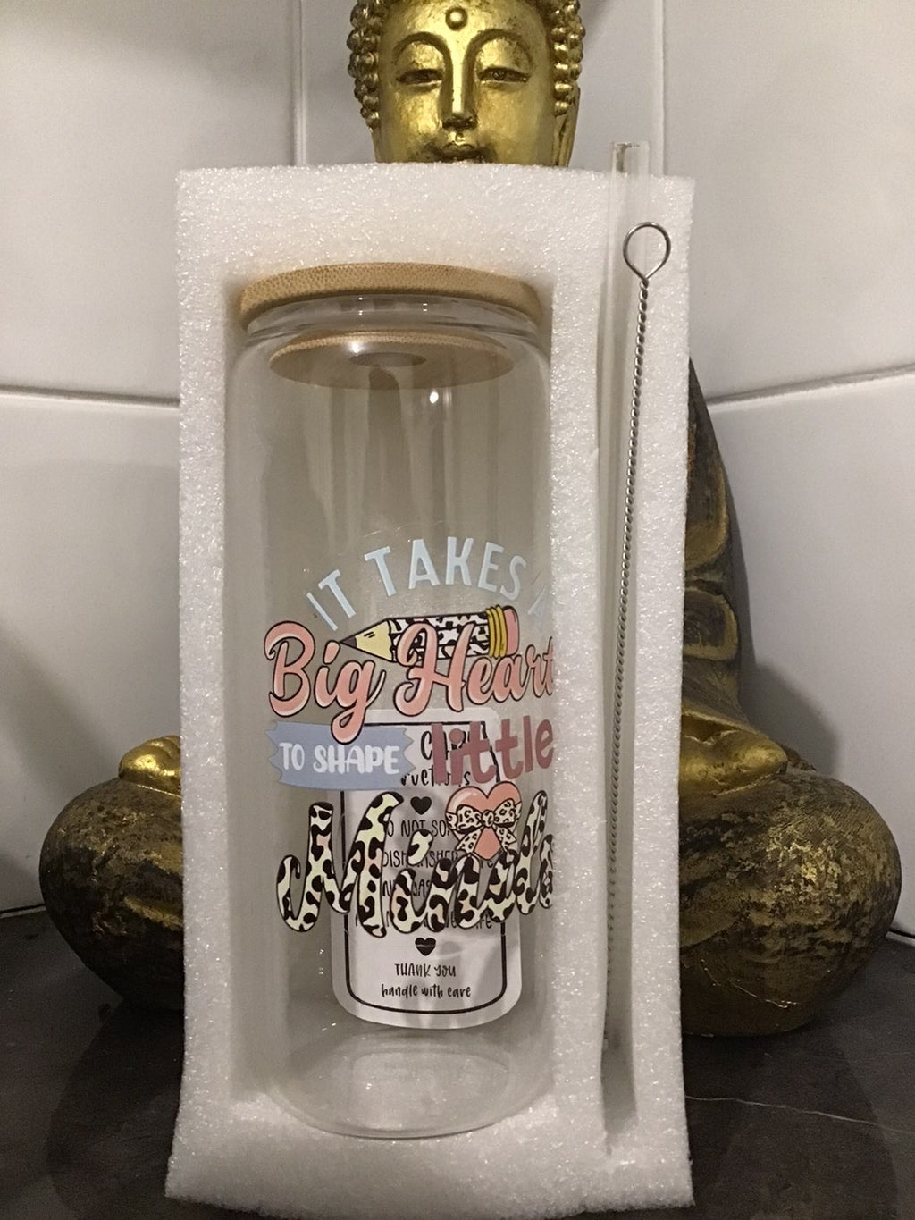 Glass tumblers with straw